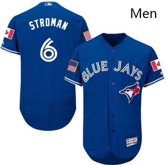 Mens Majestic Toronto Blue Jays 6 Marcus Stroman Authentic Royal Blue Fashion Stars Stripes Flex Base Jerseys